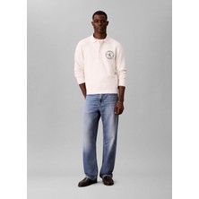 Calvin Klein Jeans Beyaz Erkek Classic Fit Baskılı Sweatshirt LV04RH236GYAS Ls 350TERRY Eu Graph