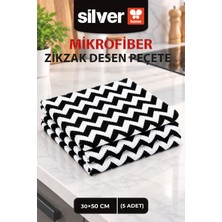 Silver Home 3’lü Zikzak Desenli Mikrofiber Mutfak Temizlik ve Kurulama Bezi 30X50 cm Süper Emici Iz Bırakmaz