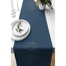 Str Store Pelangi Bohem Yaprak Desenli Leke Tutmaz Kumaş Salon Mutfak Masa Değişik Ranır Modelleri Runner, Lacivert-Gri 43 x 43