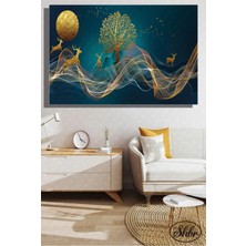 Şehzat Design Tekli Yatay Kanvas Dekoratif Salon Yatak Odası Duvar Tablosu Gold Dokulu Soyut Geometri