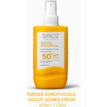 Sinoz SPF50+ Ultra Yüksek Koruyucu Sprey Vücut Güneş Kremi - Nemlendirici Hassas Bakım 200 ml