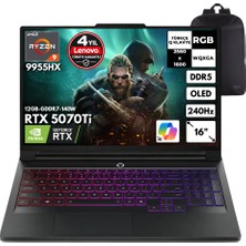 Lenovo Legion Pro7 16AFR10H Ryzen 9-9955HX 40-Gbddr5 2 Tbssd RTX5070TI (12 GB-GDDR7-140W) 16" Wqxga OLED 240Hz Windows 10 Pro + Hmf Sırt Çantası 83RU0024TRHMF44