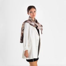 Giovanni Boulera Leopar Desenli Mulberry Twill Ipek Şal 200X65 cm