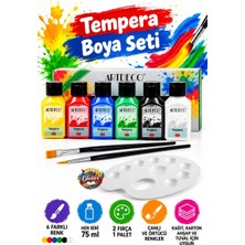 Glanart 6X75 ml Tempera Guaj Boya Seti (Fırça ve Paletli Set ) Artdeco