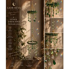Lior Reve Atelier Lıor Rêve Atelıer El Yapımı Yeşil Kristal Güneş Yakalayıcı Rüzgar Çanı Dekoratif Duvar Süsü