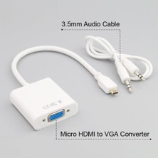 Str Store Micro HDMI To VGA Çevirici Dönüştürücü Adaptör (Ses Destekli)