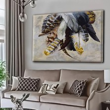Şehzat Design Dekoratif Tablonuz Dekoratif Modern Şık Tüy Motifli Kanvas Tablo Y2