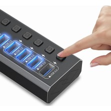 Str Store Profesyonel USB Hub 16 Portlu USB 3.0 5gbps Bireysel Açma Kapama Anahtarları 12V Dc 7.5A Güç Adaptörü USB Hub 3.0 Telefon Şarj Dizüstü Bilgisayar Mobil HDD Flash Sürücü Power Switches PORT16