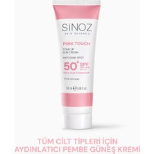 Sinoz Pink Touch SPF50+ Aydınlatıcı Pembe Yüz Güneş Kremi PA++++ Tüm Ciltler için 50ml