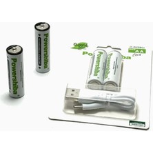 Neva Prime Şarj Edilebilir Pil Type-C Şarjlı Li-Ion Lityum Kalem Pil 2800MAH/1.5V/AA Şarjlı Pil
