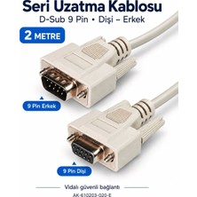 Digitus 2 Metre 9 Pin Dişi–erkek D-Sub RS232 Seri Veri Uzatma Kablosu – AK-610203-020-E