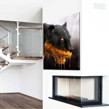 Şehzat Design Dekoratif Black & Golden Panther Kanvas Tablo