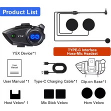 Neva Prime Y5X Rgb Işıklı Intercom 5 Kişi Bağlantılı 1000MAH Motosiklet Bluetooth Kulaklık Seti