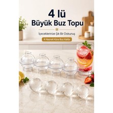 Fly Life 4'lü Küre Buz Kalıbı Kapaklı Yuvarlak Buz Topu