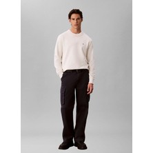 Calvin Klein Jeans Beyaz Erkek Kazak LV04RH325GYAS Ls Eu Clsc Cttn Crew