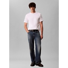 Calvin Klein Jeans Beyaz Erkek T-Shirt LV04RH201GYAF Ss 20S Easy Clsc Tap