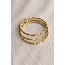 Owentis Çelik Gold 3lü Burgu Bilezik 6.8 Ölçü -Kararma Yapmaz- Altın