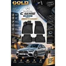Gold Mercedes-Benz C Serisi W206 2021 ve Sonrası Uyumlu 3D Tpe Oto Paspas – Araca Özel Tam Uyumlu Havuzlu Kokusuz Kaymaz 4 Parça Paspas Seti