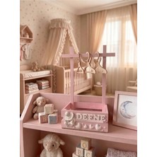 Nilsa Kişiye Özel Yenidoğan Kız Bebek Hediye Sepeti Pembe Boyalı Kasa 3D Bebek Kalp / Teyze Sepeti / Hala Sepeti / Kırk Uçurma / 40 Uçurma / Babyshower