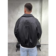 Difransel Jeans Atlanta Vibe Nakışlı Siyah Deri Ceket