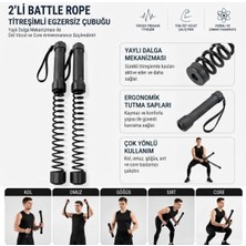 Toyigoo  2'li Battle Rope Titreşimli Egzersiz Çubuğu, Yaylı Dalga Mekanizmalı Kol, Omuz, Göğüs, Sır