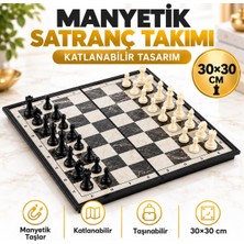 Elifeshop Manyetik Katlanabilir Satranç Takımı 30X30CM Taşınabilir Seyahat Okul Hobi Oyunu Satranç Seti Hediye