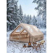Shufa Glamping Family Şişme Kamp Çadırı 12 M2 10-12 Kişilik Bej Renk 300*400*200 cm Su Geçirmez