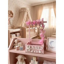 Nilsa Kişiye Özel Yenidoğan Kız Bebek Hediye Sepeti Pembe Boyalı Kasa Çiçekli 3D Bebek / Teyze Sepeti / Hala Sepeti / Kırk Uçurma / 40 Uçurma / Babyshower
