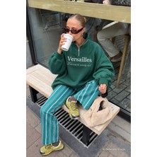 Madmext Yeşil Yarım Fermuarlı Baskılı Sweatshirt MG2240