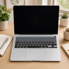 Str Store Türkçe Q Klavye Koruyucu MacBook Air A1932 A2179 A2337 M1 Uyumlu | Uk Iso Ters L Enter | Ultra Ince Silikon Keyboard Cover Siyah Gri