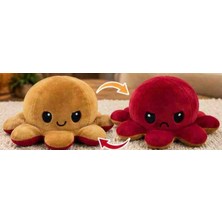 Toys Çift Taraflı Duygulu Ahtapot Peluş Oyuncak Mutlu & Sinirli Ters Çevrilebilir 12CM