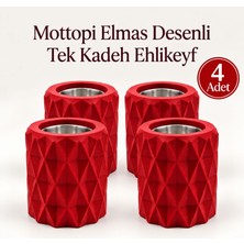 Mottopi Ehlikeyf Kırmızı Elmas Desenli,1 Kadeh Yuvalı,metal Iç Hazneli,termojelli Soğutucu