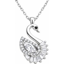 Aya Diamond Gümüş Baget Taşlı Kuğu Kadın Kolye
