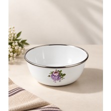 Qussine Emaye Çorba Kase Kahvaltılık Hoşaflık Çerezlik Kase Saklama 14 cm Pembe Gül