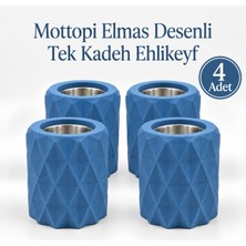 Mottopi Ehlikeyf 4 Adet Mavi Elmas Desenli,1 Kadeh Yuvalı,metal Iç Hazneli,termojelli Soğutucu