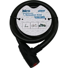 Efnaz Style Anahtarlı Aç-Kapa Kilit Kapaklı Motor - Bisiklet Kilit Çelik Tel Siyah Şeffaf Kılıf 20MMX150CM