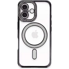iPhone 16 Plus Kılıf Joke Simli Magneticsafe Kılıf - Siyah