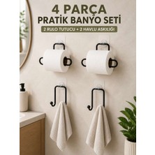 Bin1çeşit Pratik Banyo Düzenleme Seti 2 Adet Rulo Kağıt Tutucu 2 Adet Havlu Askılığı