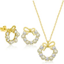 Aya Diamond Gümüş Inci Kurdele Kadın Set