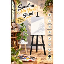 Dream Art A Tipi Stüdyo Şövale Siyah Ahşap 175 cm 120 cm Tuval Kapasiteli Ressam Sehpası