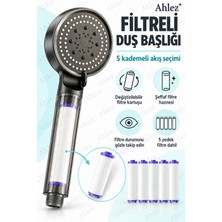 Ahlez Filtreli Duş Başlığı 5 Yedek Filtre | Su Arıtmalı, Klor Ve Kireç Önleyici, Yüksek Basınçlı