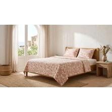 Lucy and Home Luna Floral %100 Pamuk 3 Katlı Dolgulu Müslin Çift Kişilik Yatak Örtüsü Seti 220X240CM -3parça