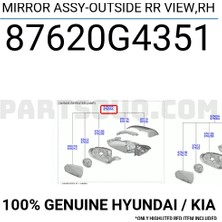 Viewmax Hyundai I30 (2016 Yılında Çıkan Kasa) Sağ Dikiz Aynası Komple Elektrikli Isıtmalı Sinyalli (6 Pın) (Oem NO:87620G4351)