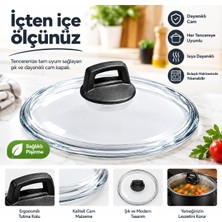 Arcak2 Granit Tencere Için 22 cm Cam Kapak ve Kulpla Beraber