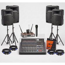 Gold Audio Okul Konferans ve Etkinlik Ses Sistemi Paketi - (4 Hoparlör, Sehpa, Mikser, Telsiz Mikrofon)