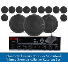 Stı Cafe ve Ofisler Için Hazır Ses Paketi: 14'lü Tavan Hoparlör Mikrofon ve Bluetooth Amfi Seti