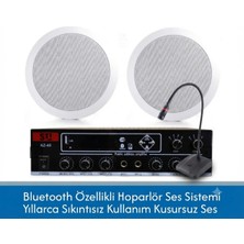 Stı Cafe ve Ofisler Için Hazır Ses Paketi: 2'li Tavan Hoparlör Mikrofon ve Bluetooth Amfi Seti