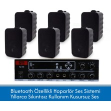 Stı Duvar Hoparlör Seti - 6 Adet Hoparlör + 1 Adet Bluetooth Amfi Ev, Ofis, Mağaza Ses Sistemi