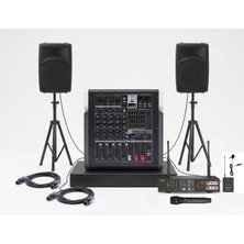 Gold Audio Profesyonel Konferans Salonu Ses Sistemi Paketi - Yaka ve El Mikrofonlu Tak-Çalıştır Set