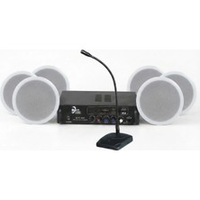 Eagletech Cafe ve Ofisler Için Hazır Ses Paketi: 6'lı Tavan Hoparlör Mikrofon ve Bluetooth Amfi Seti